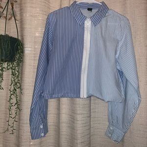 Cropped collard shirt with zipper